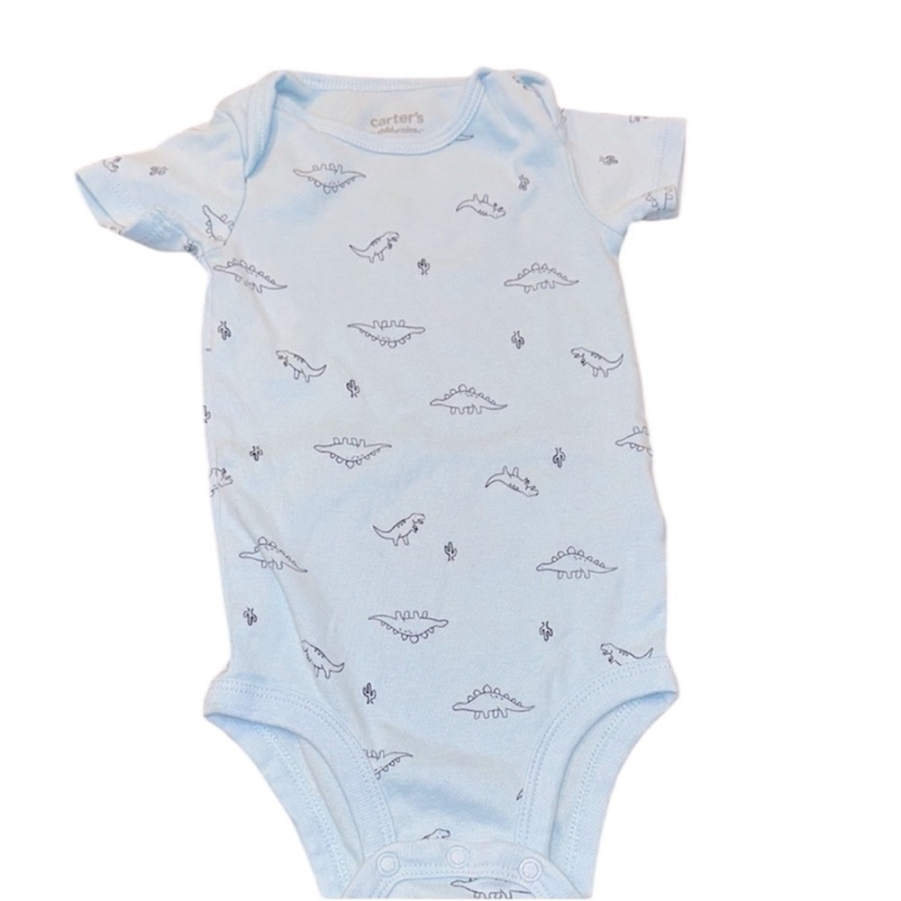 CARTERS Blue dinosaur Print Bodysuit size 6-9 months